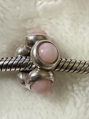 Authentic Pandora Pink Cabochon Spacer  Silver charm